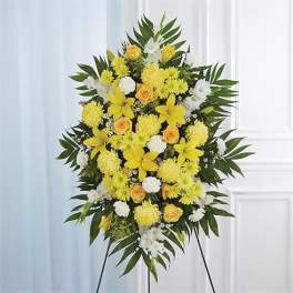 Yellow & White Sympathy Standing Spray