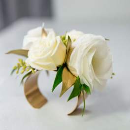 Chose Rose Color - Gold Cuff Corsage