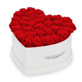 Heart-shaped box of red roses