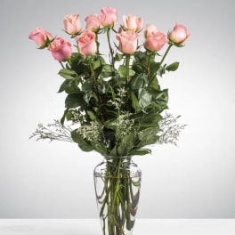Dozen Long Stemmed Pink Roses by BloomNation™