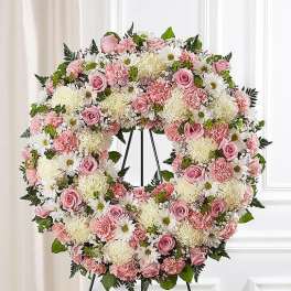 Serene Blessings™ Standing Wreath- Pink & White