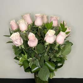 Dozen Long Stemmed Pink Roses by Chasing Petals