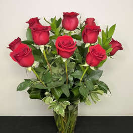 Dozen Long Stemmed Red Roses by Chasing Petals