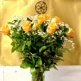 Long steam yellow roses