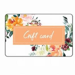 Floral gift card with orange label and watercolor flowers