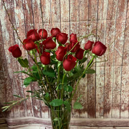 Eighteen Red Roses in a Vase