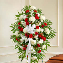 Deepest Sympathies Red & White Standing Spray