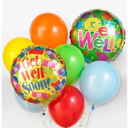 Colorful balloons with two get-well messages
