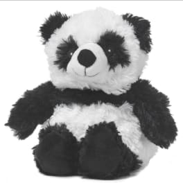 Black and white plush panda bear sitting upright