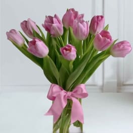 Blush Elegance Vase of Tulips