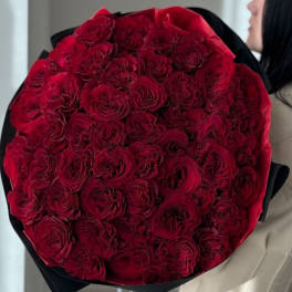 bouquet of 50 peony red roses