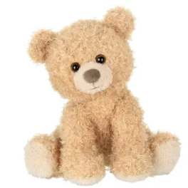 Plush teddy bear with beige fur sitting upright