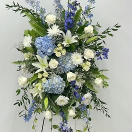 Blue and White Standing Spray
