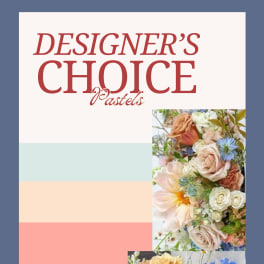 Pastel designer's choice floral arrangement with roses and mixed blooms