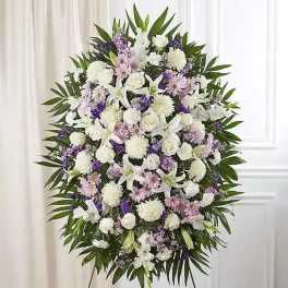 Lavender And White Funeral Standing Spray