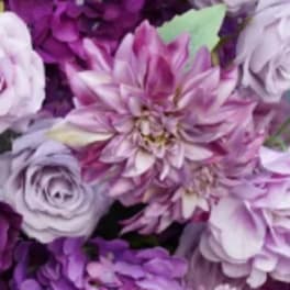 Purple and lavender flowers in a close-up bouquet