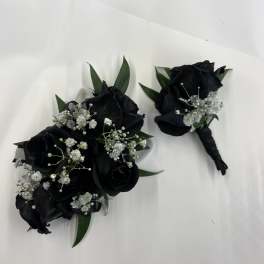 Black Rose Corsage & Boutonnière