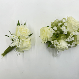 White Rose Corsage & Boutonnière