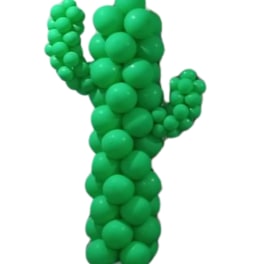 Green balloon cactus sculpture on a white background