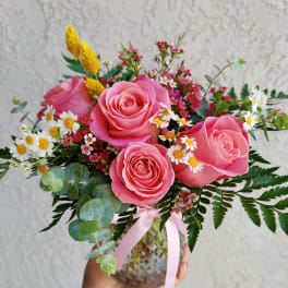 Pretty Pink Rose Arrangement by Millan