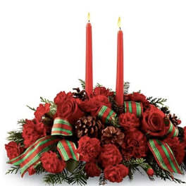 Christmas Red Centerpiece - Buzzy Bee Flowers