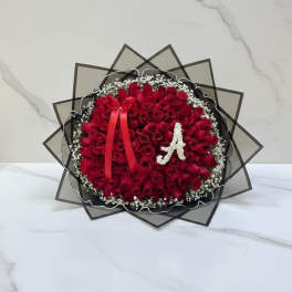 Initial Crimson Roses Bouquet