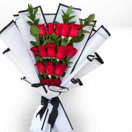 Elegant Red Roses & black & white paper