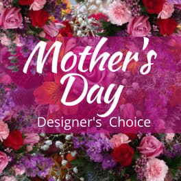 Mother's Day designer's choice floral arrangement with pink and red blooms