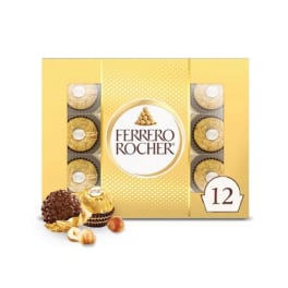 Ferrero Rocher chocolate gift box with 12 gold-wrapped candies