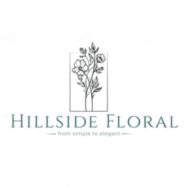 Hillside Floral logo with a simple line drawing of flowers
