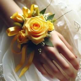 Sunny Wrist Corsage and Boutonniere Set