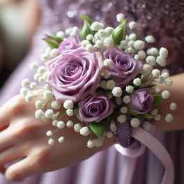 Lavender Dreams Wrist Corsage and Boutonniere Set