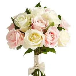 Ivory and Pink Roses Wedding Bouquet