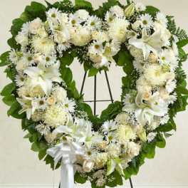 Always Remember White Floral Heart Tribute