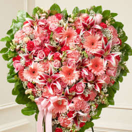 Pink Mixed Flower Heart