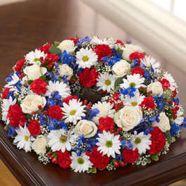 Cremation Wreath - Red, White and Blue