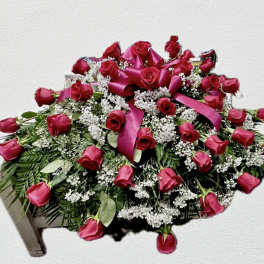 Red rose casket spray