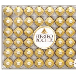 Box of Ferrero Rocher chocolates in gold wrappers