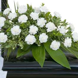 Basic Carnation Casket Spray (White)