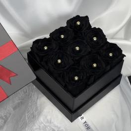 Midnight Black Luxury Square – Preserved Roses