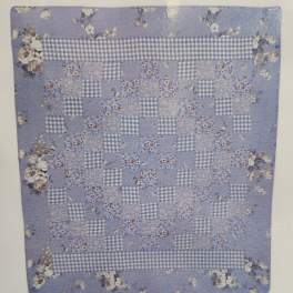 Blue and White Diamond Pattern Quilt