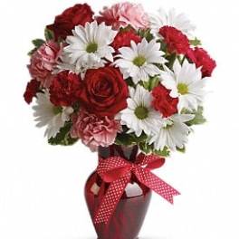 Hugs and Kisses Bouquet with Red Roses