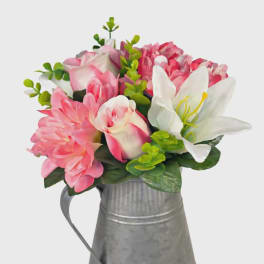 Spring Watering Can Silk Bouquet