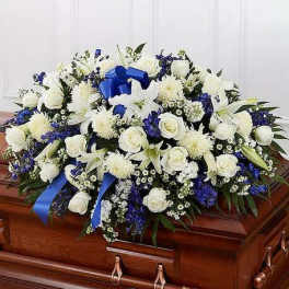White and Blue half casket