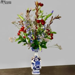 Blue and White Tapered Vase