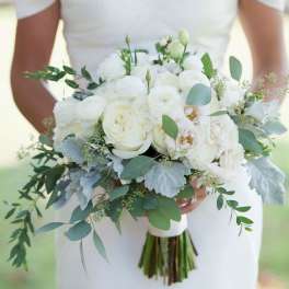 Classic White Rose Bridal Bouquet