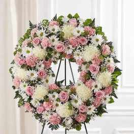 Serene Blessings Standing Wreath- Pink & White