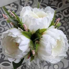 White Peony Silk Hand Tie Bouquet (Vase Not Included)