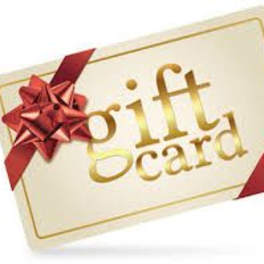 Gift card with a red bow and ribbon