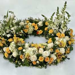 Urn Wreath in Yellows